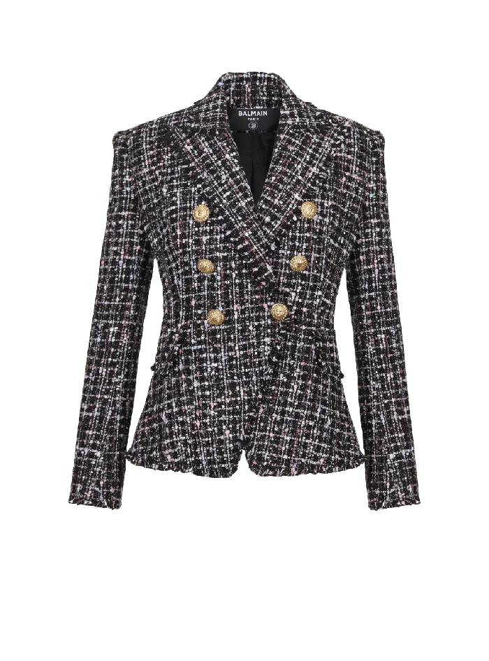 Balmain 6button Tweed Jacket Black Women Jackets And Blazers