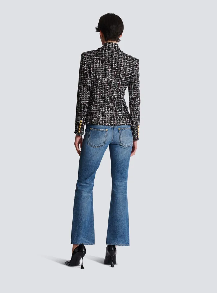 Balmain 6button Tweed Jacket Black Women Jackets And Blazers