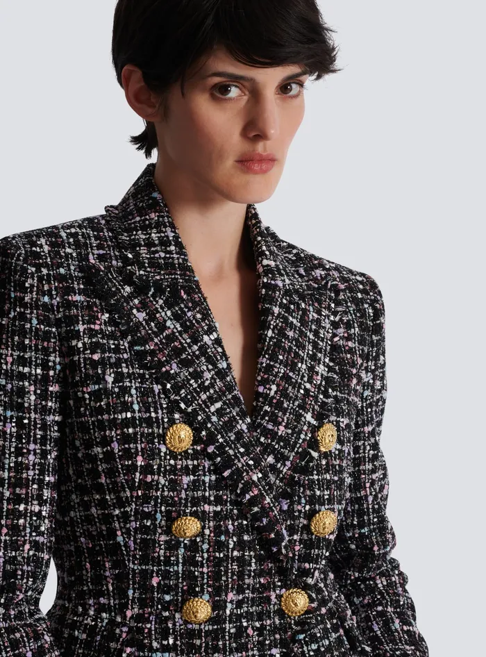 Balmain 6button Tweed Jacket Black Women Jackets And Blazers