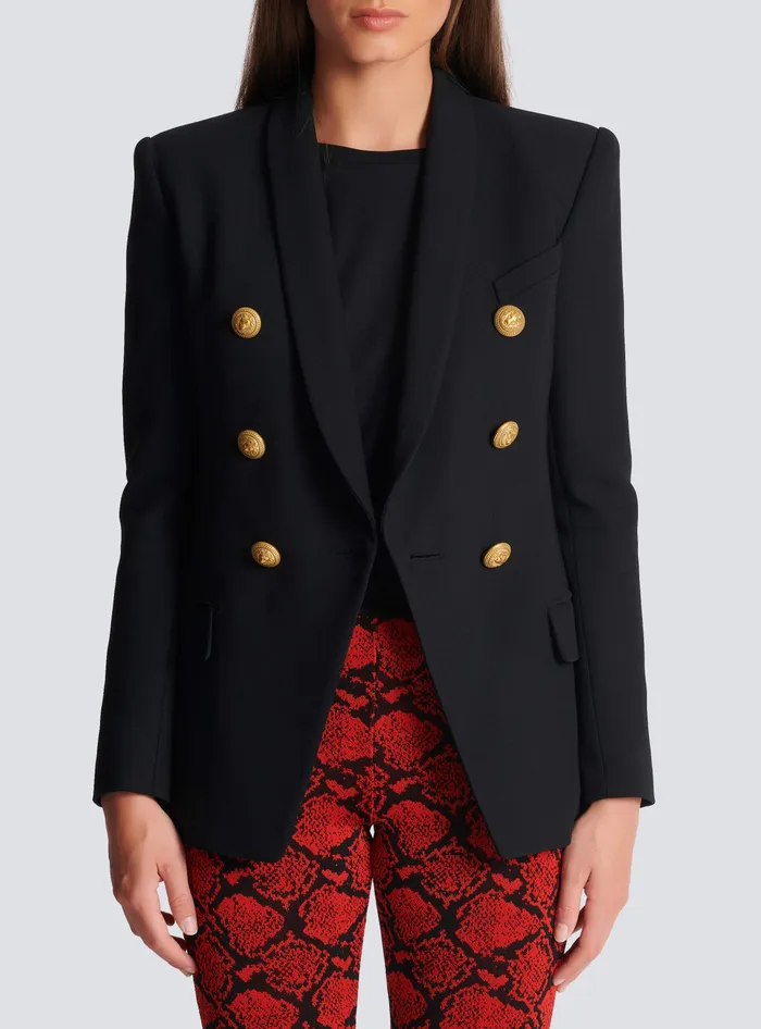 Balmain 6button Wool Jacket Black Women Jackets And Blazers