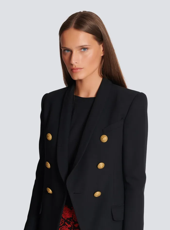 Balmain 6button Wool Jacket Black Women Jackets And Blazers