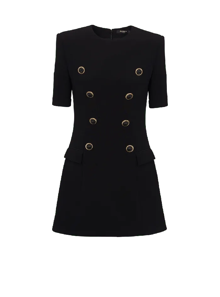 Balmain 8button Crepe Dress Black Women Dresses