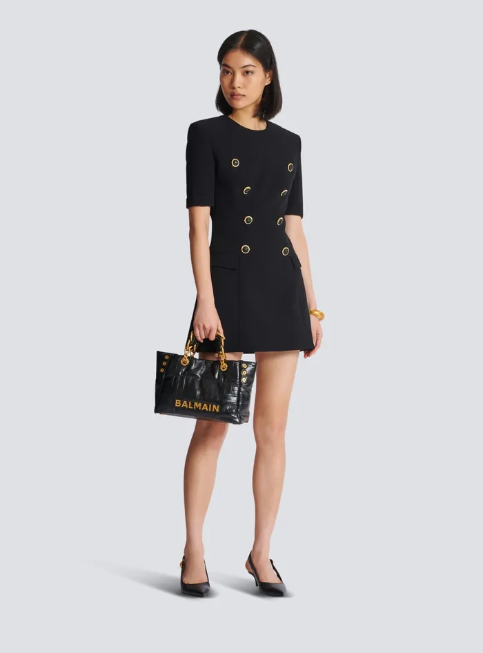 Balmain 8button Crepe Dress Black Women Dresses