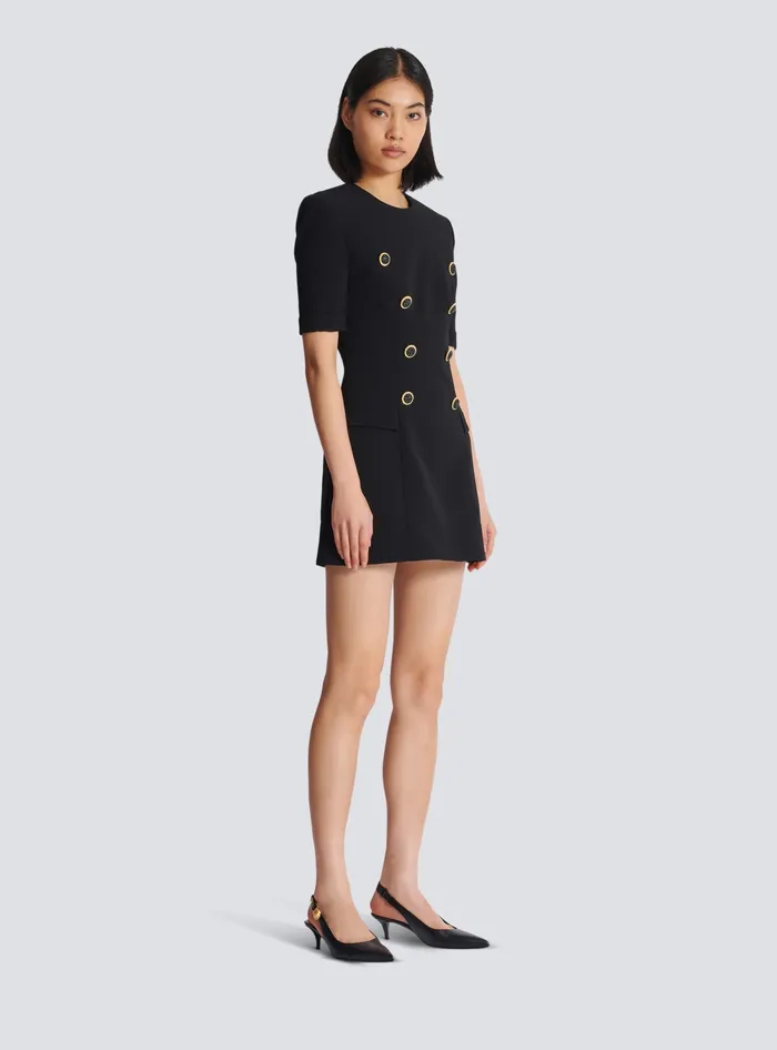 Balmain 8button Crepe Dress Black Women Dresses