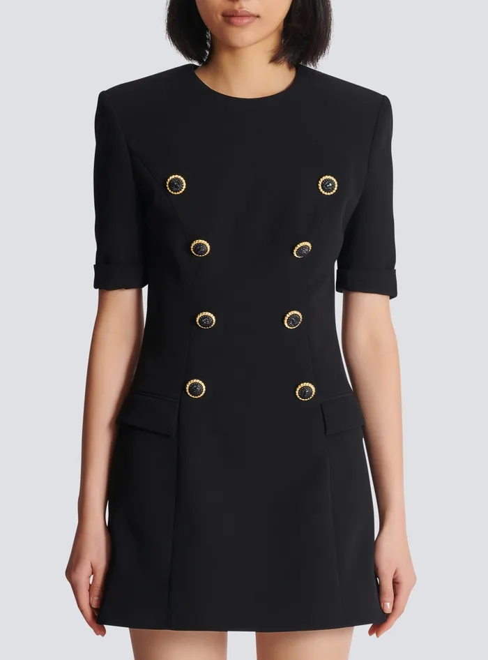 Balmain 8button Crepe Dress Black Women Dresses
