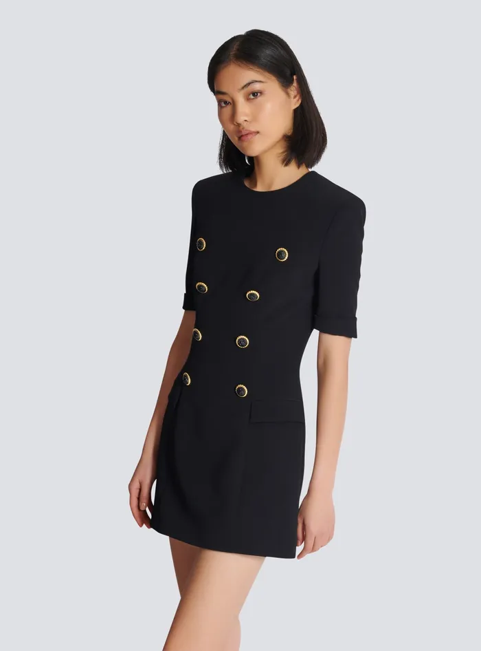 Balmain 8button Crepe Dress Black Women Dresses