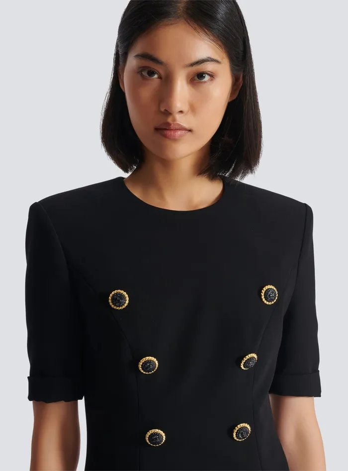 Balmain 8button Crepe Dress Black Women Dresses