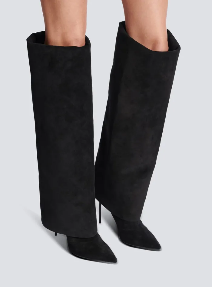 Balmain Ariel Suede Boots Black Women Boots
