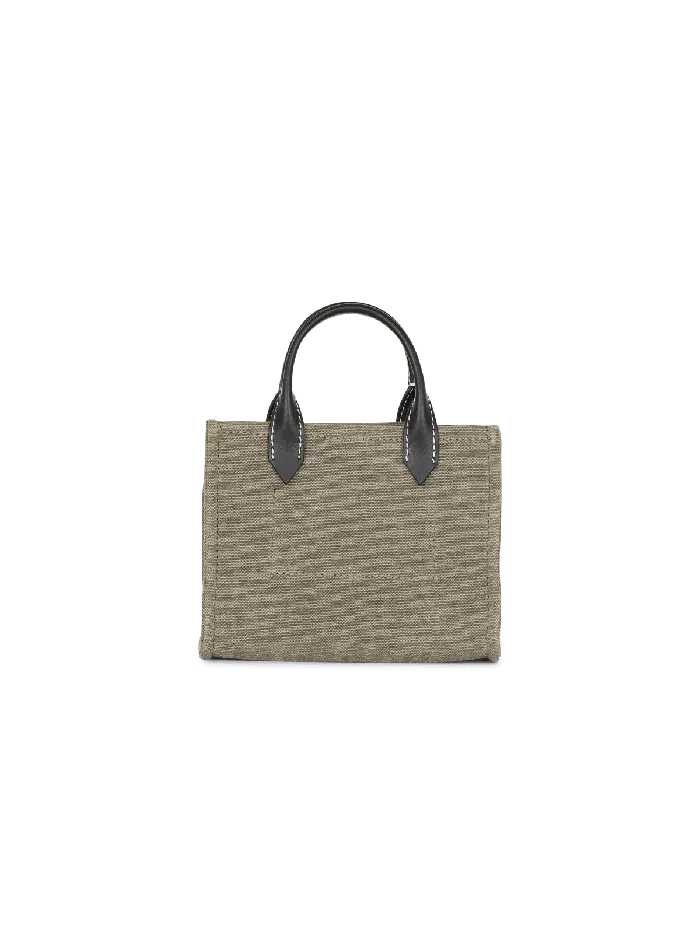 Balmain BArmy Mini Canvas Shopping Bag With Leather Inserts Khaki Women Handbags
