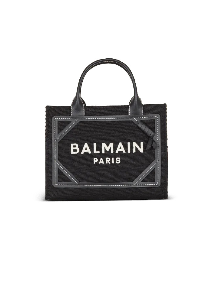 Balmain BArmy Tote Bag In Monogrammed Canvas And Leather Black Women Handbags Balmain BArmy Tote Bag In Monogrammed Canvas And Leather Black Women Handbags