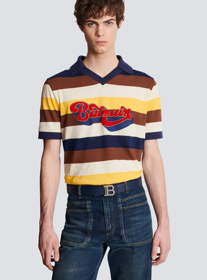 Balmain BBelt In Leather Multicolor Men Belts