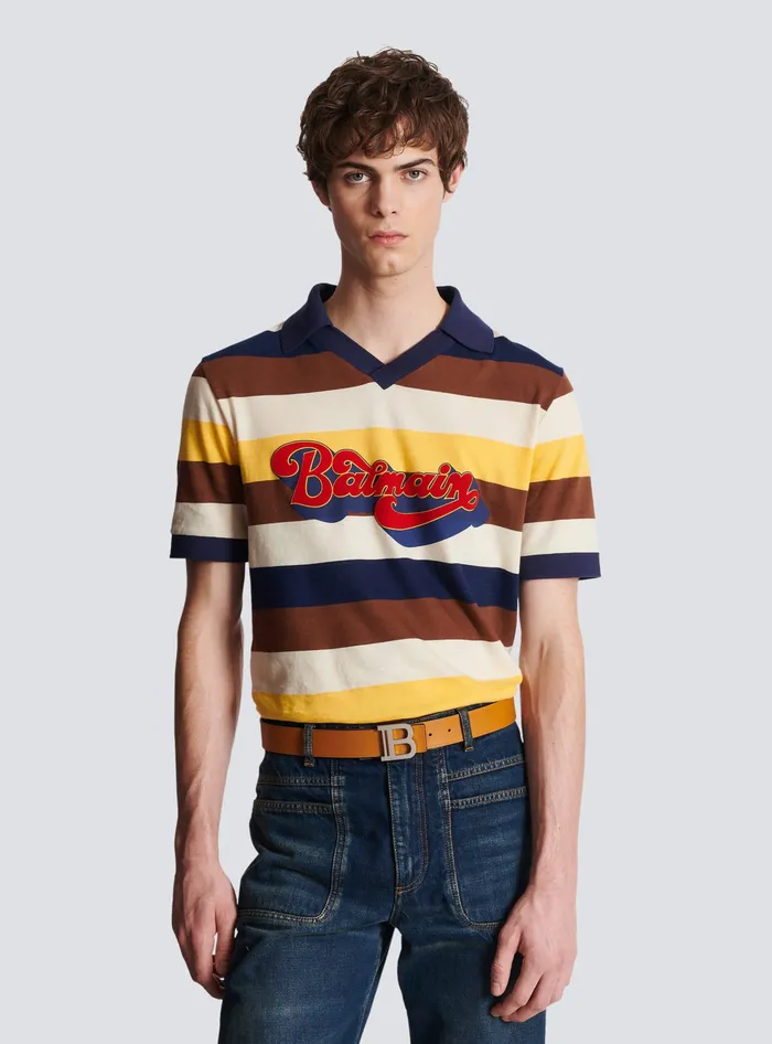 Balmain BBelt In Leather Multicolor Men Belts