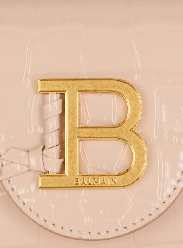 Balmain BBuzz 17 Mini Bag In Crocodileembossed Calfskin Beige Women Crossbody Bags