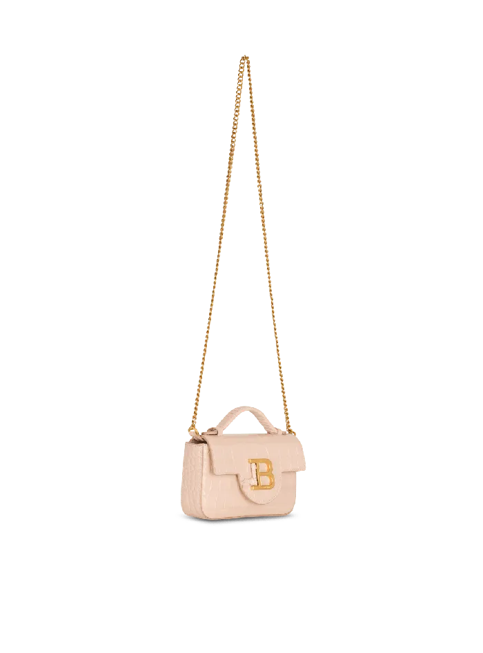 Balmain BBuzz 17 Mini Bag In Crocodileembossed Calfskin Beige Women Crossbody Bags