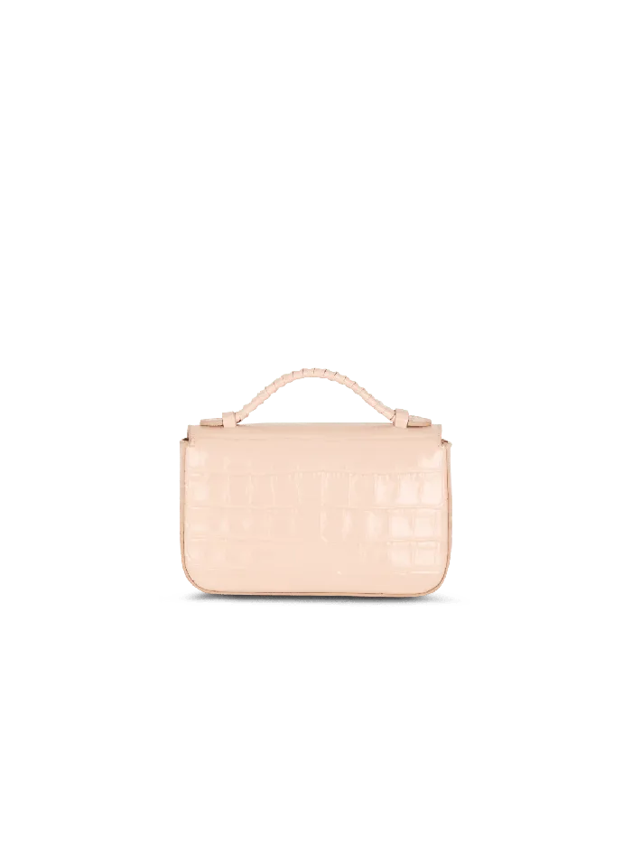 Balmain BBuzz 17 Mini Bag In Crocodileembossed Calfskin Beige Women Crossbody Bags