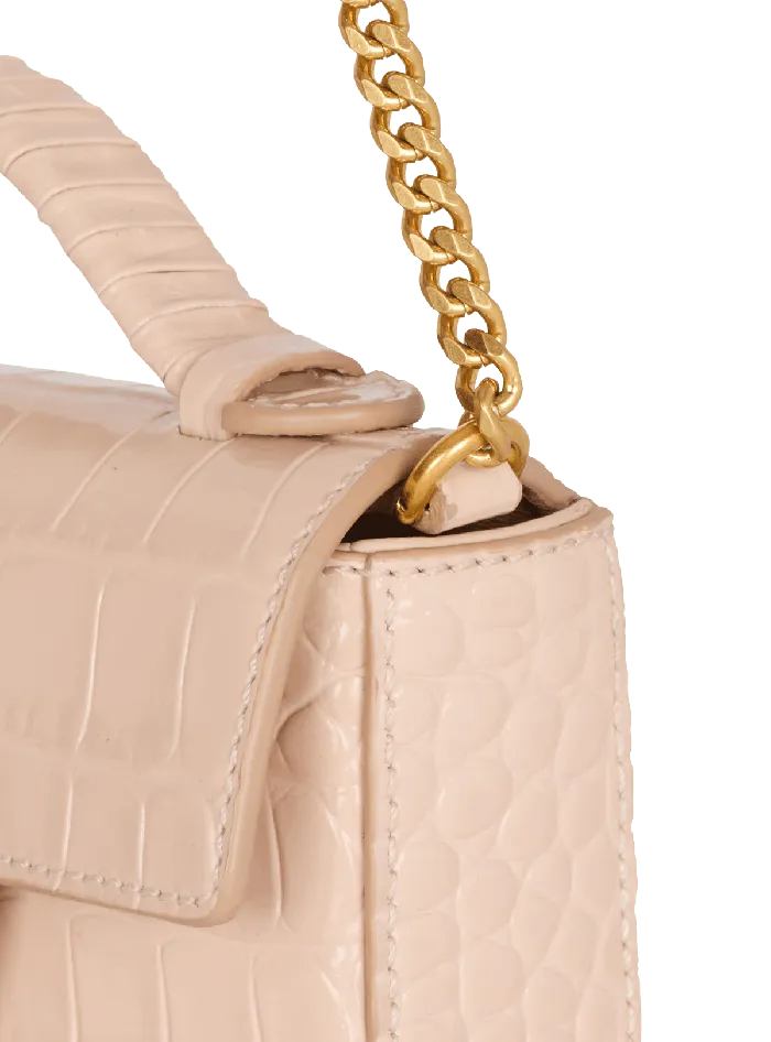 Balmain BBuzz 17 Mini Bag In Crocodileembossed Calfskin Beige Women Crossbody Bags