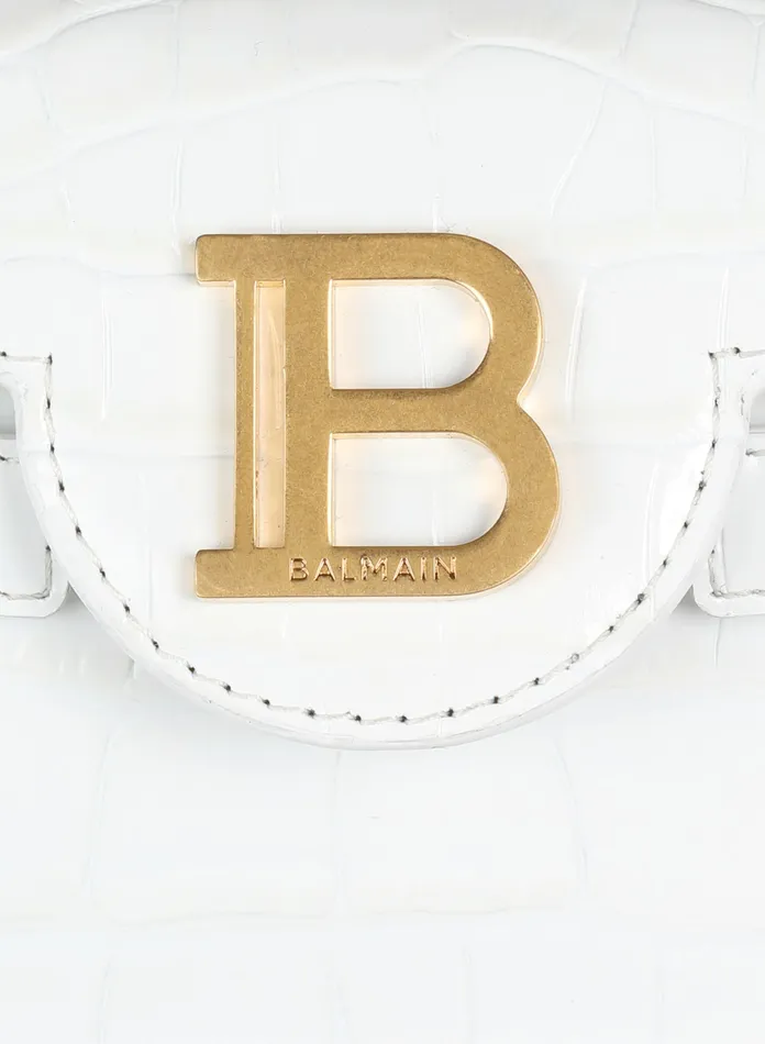 Balmain BBuzz 19 Bag In Crocodile Effectembossed Leather White Women Handbags