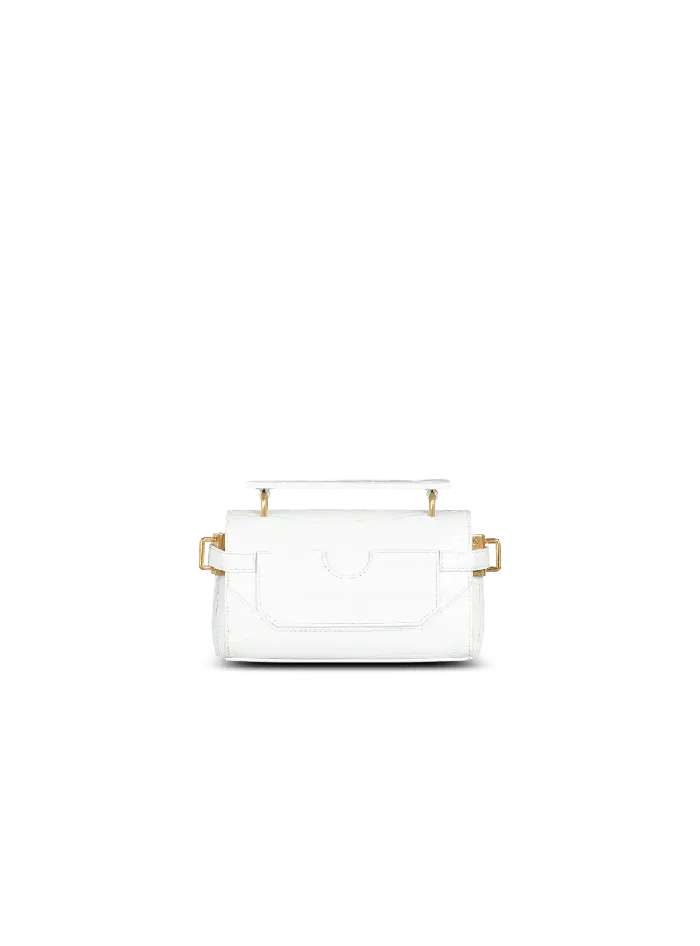 Balmain BBuzz 19 Bag In Crocodile Effectembossed Leather White Women Handbags