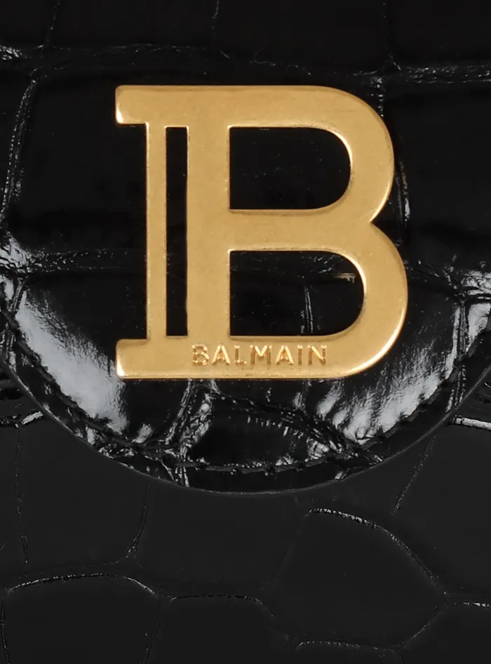 Balmain BBuzz 19 Bag In Crocodileprint Leather Black Women Handbags