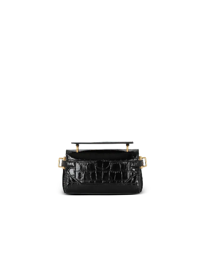 Balmain BBuzz 19 Bag In Crocodileprint Leather Black Women Handbags