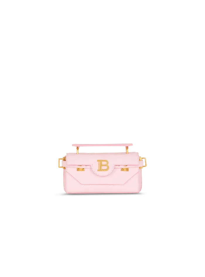 Balmain BBuzz 19 Bag In Grained PB Labyrinth Leather Pink Women Handbags