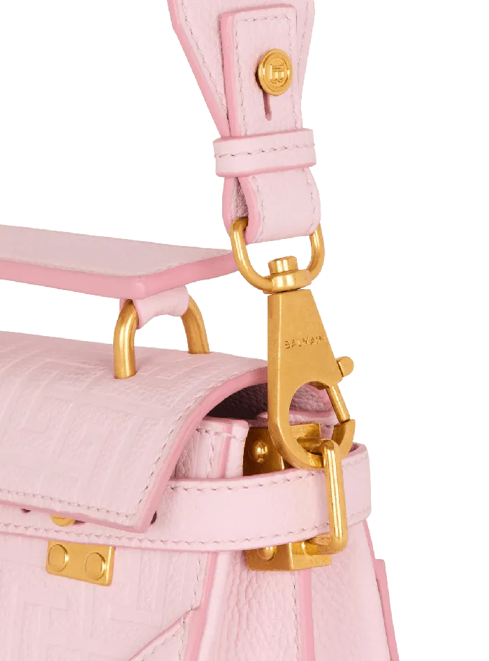 Balmain BBuzz 19 Bag In Grained PB Labyrinth Leather Pink Women Handbags