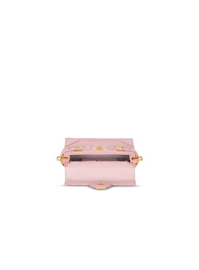 Balmain BBuzz 19 Bag In Grained PB Labyrinth Leather Pink Women Handbags