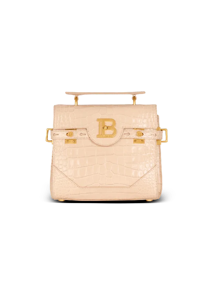 Balmain BBuzz 23 Bag In Crocodileembossed Calfskin Beige Women Handbags