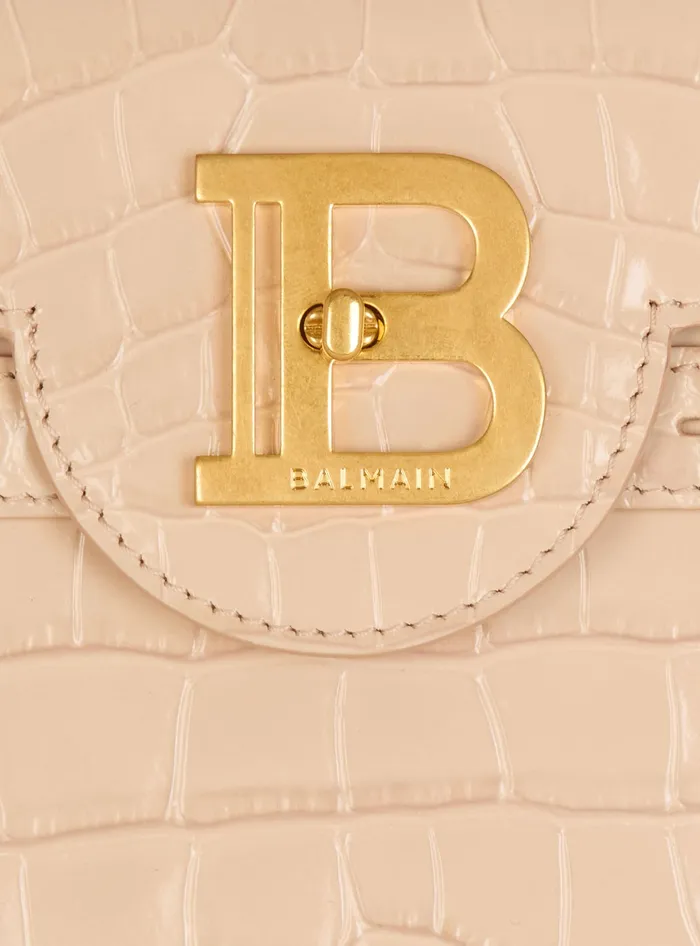 Balmain BBuzz 23 Bag In Crocodileembossed Calfskin Beige Women Handbags