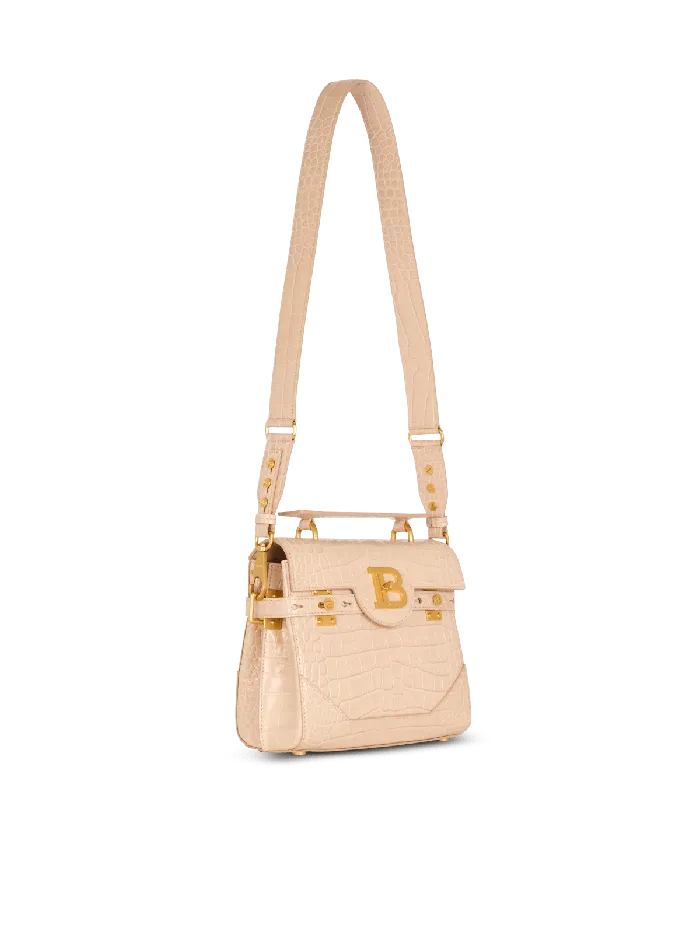 Balmain BBuzz 23 Bag In Crocodileembossed Calfskin Beige Women Handbags