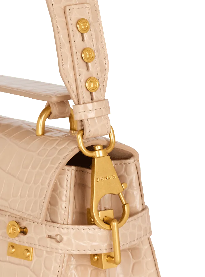 Balmain BBuzz 23 Bag In Crocodileembossed Calfskin Beige Women Handbags