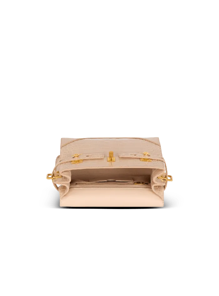 Balmain BBuzz 23 Bag In Crocodileembossed Calfskin Beige Women Handbags