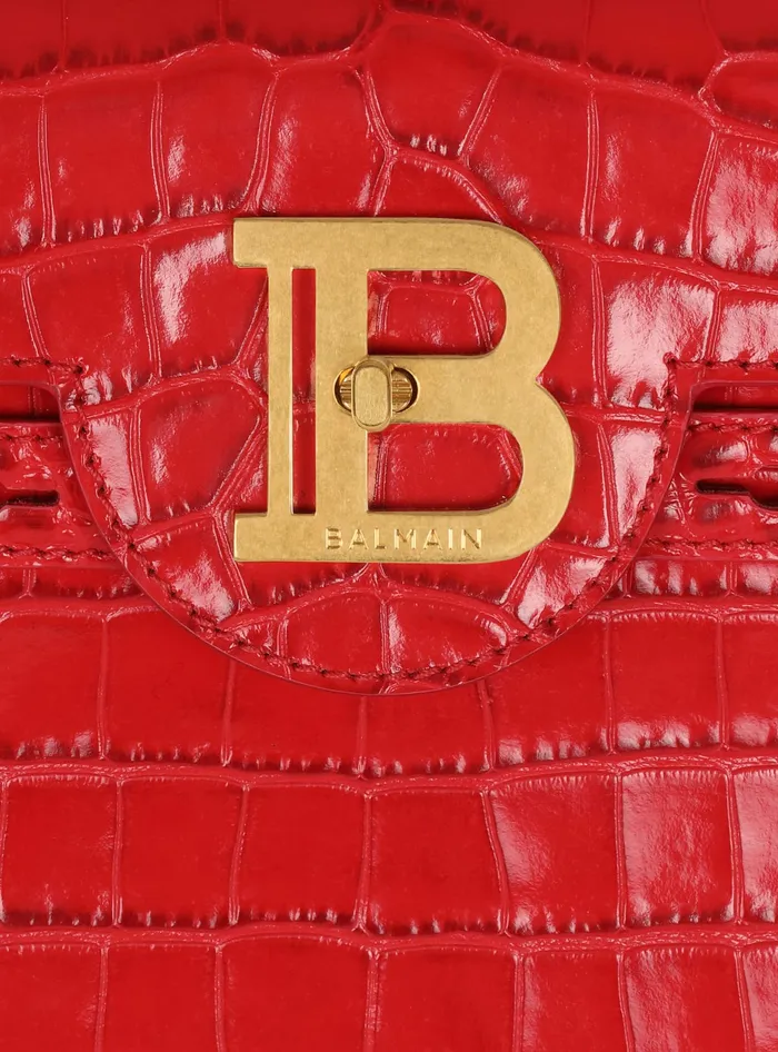 Balmain BBuzz 23 Bag In Crocodileprint Leather Red Women Handbags