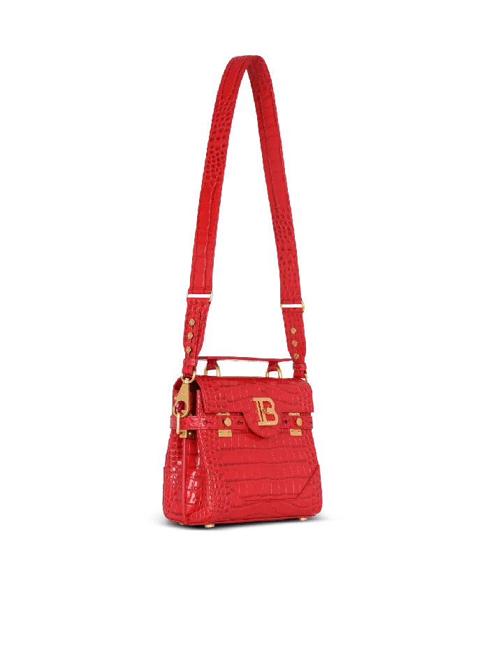 Balmain BBuzz 23 Bag In Crocodileprint Leather Red Women Handbags