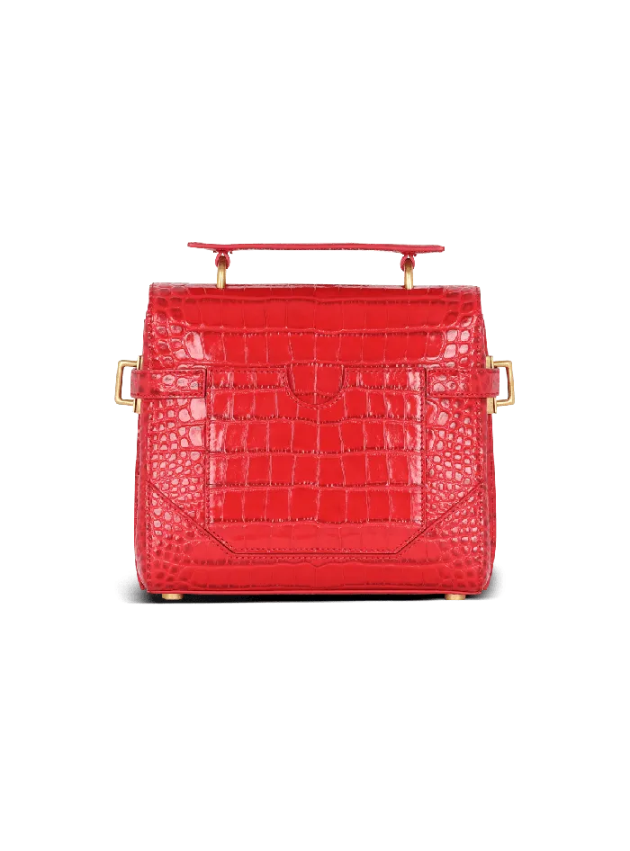 Balmain BBuzz 23 Bag In Crocodileprint Leather Red Women Handbags