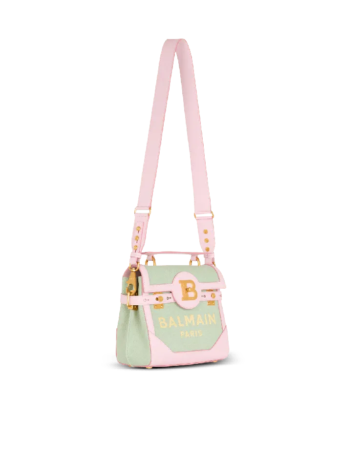 Balmain BBuzz 23 Leather And Canvas Bag Green Women Handbags