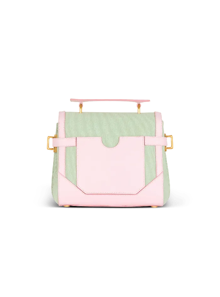 Balmain BBuzz 23 Leather And Canvas Bag Green Women Handbags