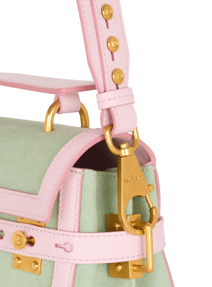 Balmain BBuzz 23 Leather And Canvas Bag Green Women Handbags