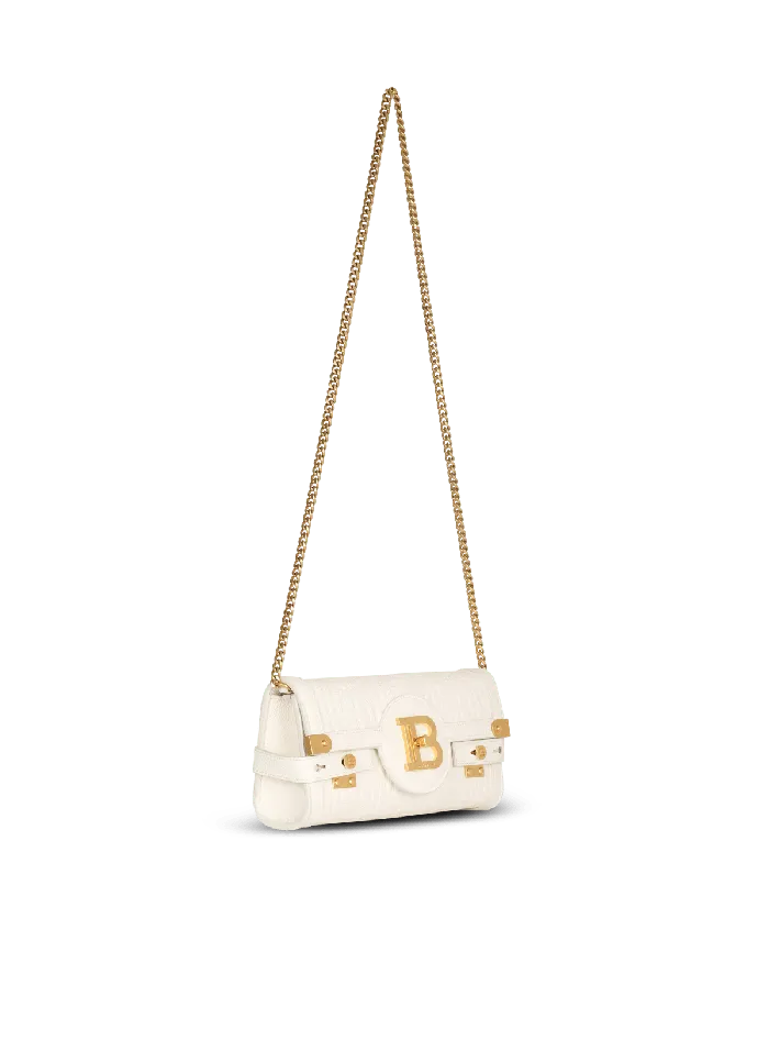 Balmain BBuzz 23 Monogrammed Grained Leather Clutch Beige Women Crossbody Bags