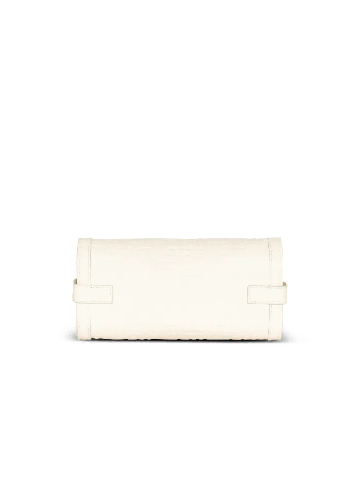Balmain BBuzz 23 Monogrammed Grained Leather Clutch Beige Women Crossbody Bags