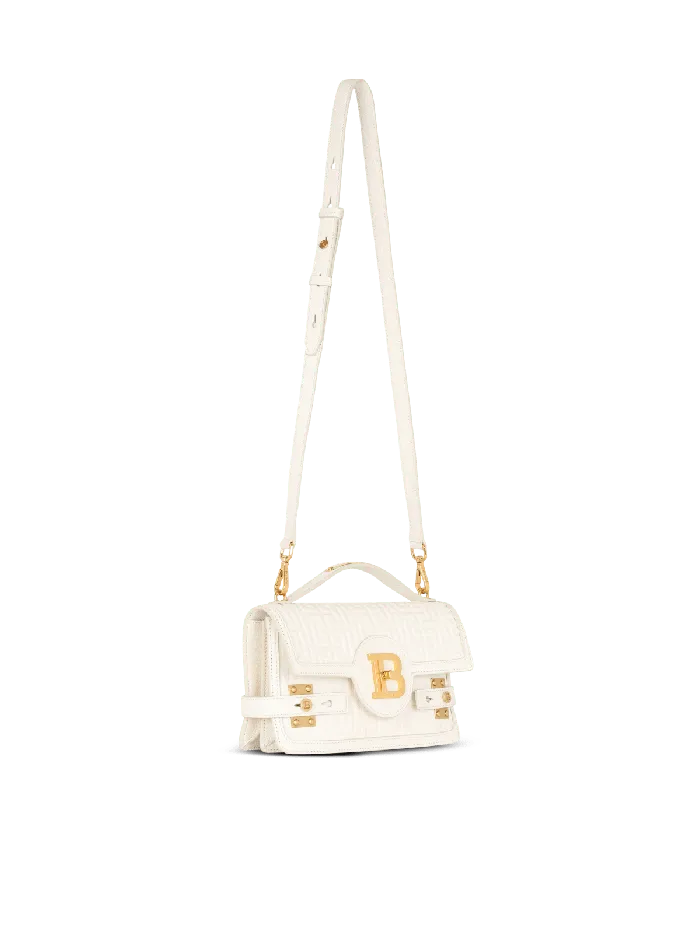 Balmain BBuzz 24 Monogrammed Grained Leather Bag Beige Women Handbags