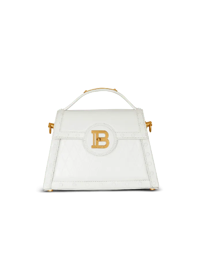 Balmain BBuzz Dynasty Bag In Diamondembossed Calfskin White Women Handbags