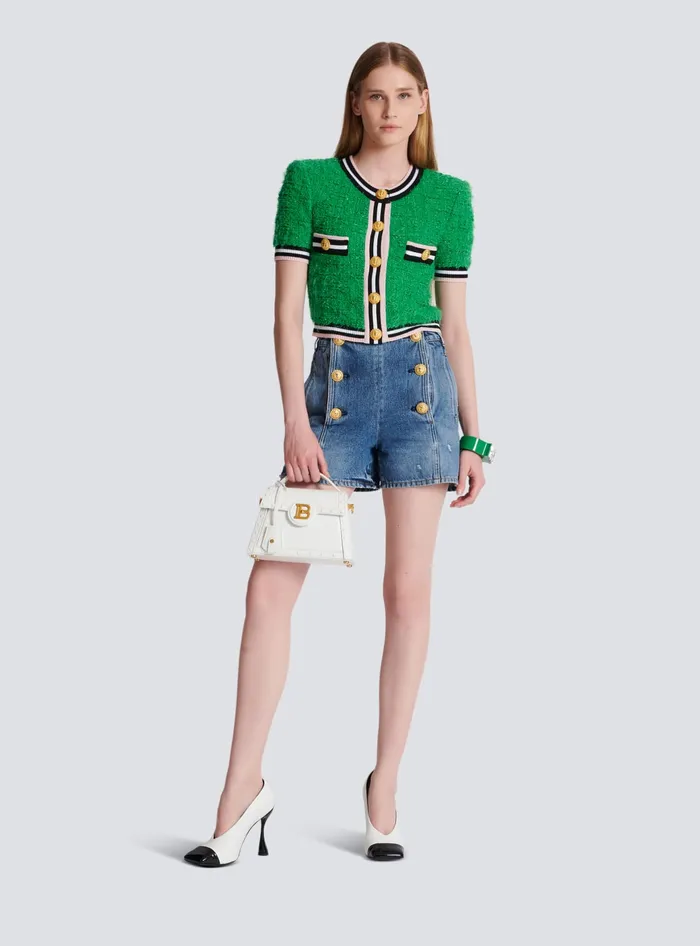 Balmain BBuzz Dynasty Bag In Diamondembossed Calfskin White Women Handbags