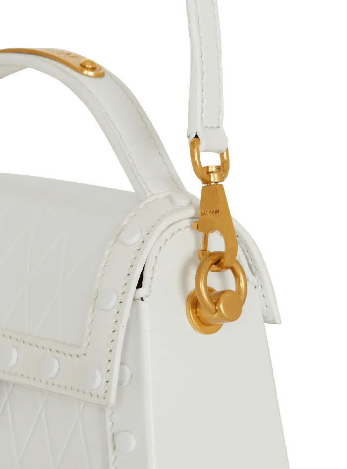 Balmain BBuzz Dynasty Bag In Diamondembossed Calfskin White Women Handbags