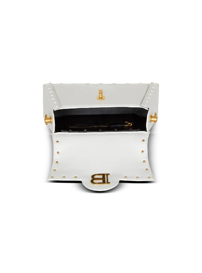 Balmain BBuzz Dynasty Bag In Diamondembossed Calfskin White Women Handbags