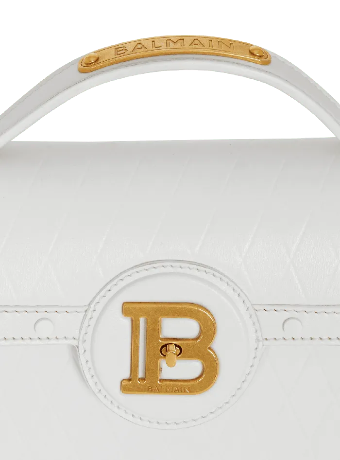 Balmain BBuzz Dynasty Bag In Diamondembossed Calfskin White Women Handbags