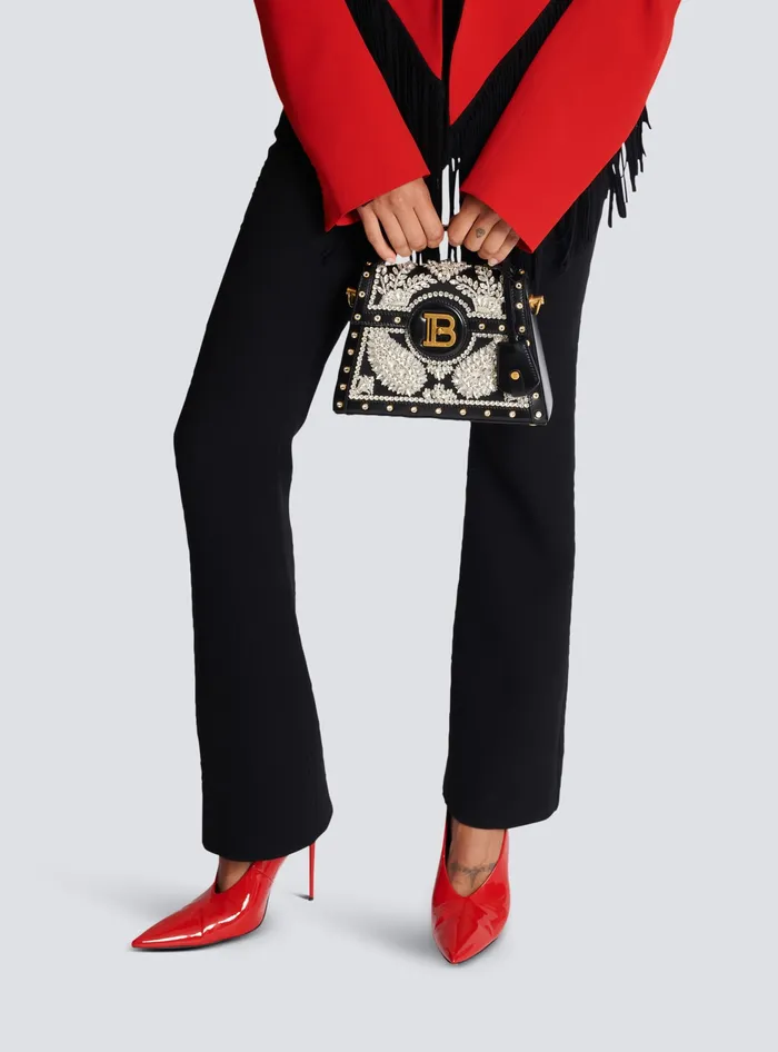 Balmain BBuzz Dynasty Bag In Embroidered Satin Black Women Handbags