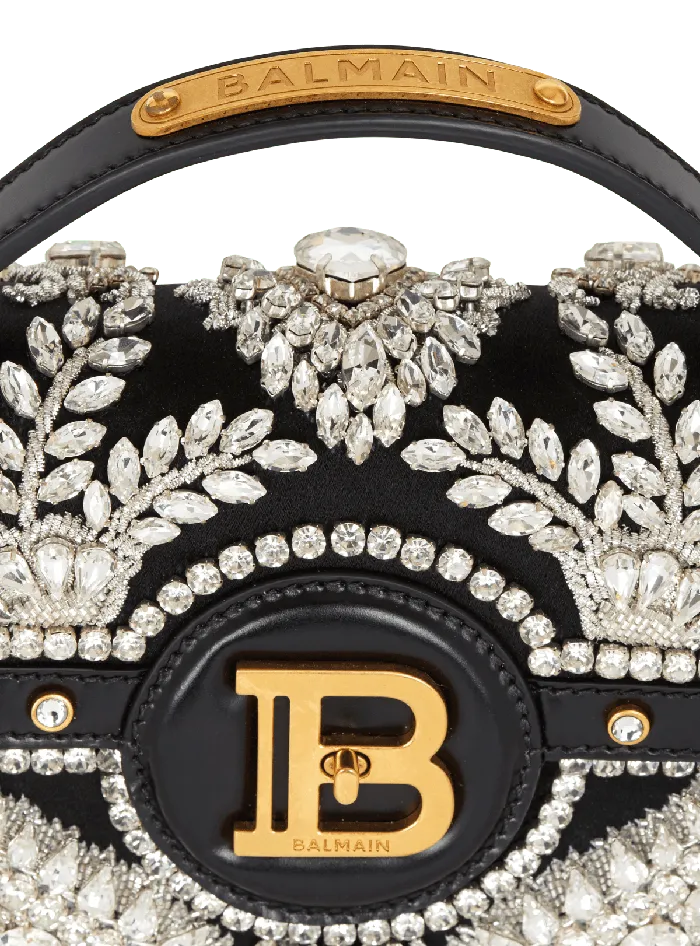 Balmain BBuzz Dynasty Bag In Embroidered Satin Black Women Handbags