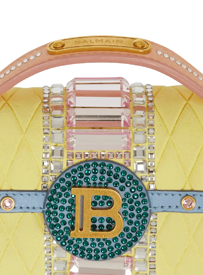 Balmain BBuzz Dynasty Small Suede Bag With Embroidery Multicolor Women Handbags