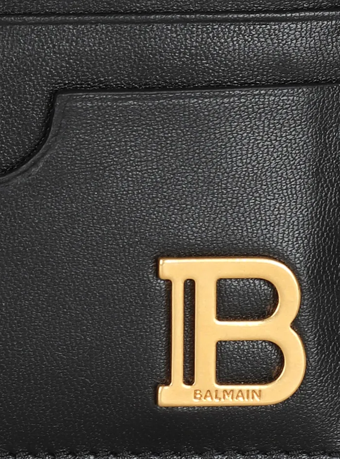 Balmain BBuzz Leather Card Holder Black Women Small Leather Goods